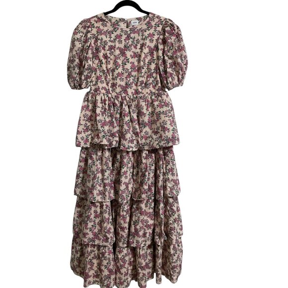 AUREUM Floral Tiered Puff Sleeves Maxi Dress size Small* - Picture 1 of 12